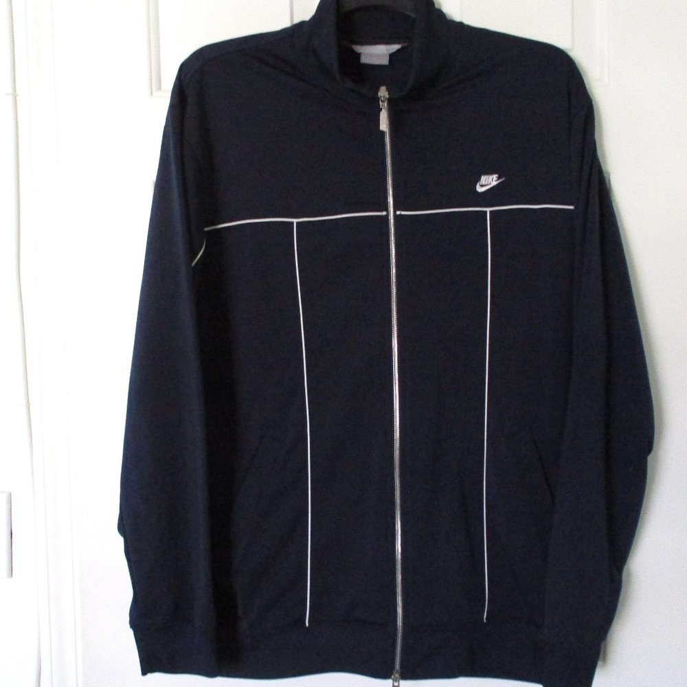 Nike Mens L/S Navy Blue Full Zip Warm-up Sweater - Size Large